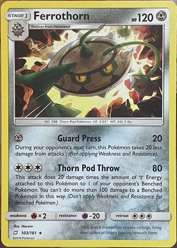 Ferrothorn Rare - 103/181 - Team Up Pokemon 2019