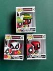 Lot of 3 Bitty POP Marvel Deadpool Figures Clown 322 Bedtime 327 Lederhosen 1341