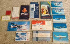 Mixed Lot Vintage American Airlines and TWA Ephemera Postcards Boarding Pass Etc