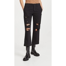 FRAME Le Tomboy Trousers Women  s 28 NWOT Black Distressed