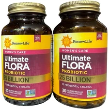 (2) Renew Life Ultimate Flora WOMENS CARE Probiotic 25 Billion 30 Caps 10/2026+