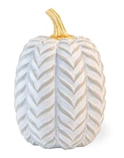 Boston International Decorative Pumpkin Figurine, 5.5 x 7.5-Inches, Grey Chevron