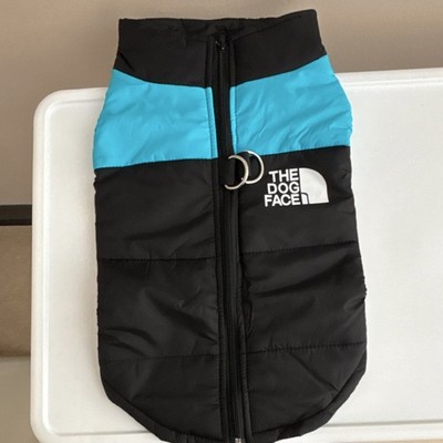The Dog Face Black Blue 2XL Polyester Winter Dog Coat Jacket Warm Apparel