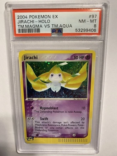 Pokémon TCG 2004 EX Team Magma vs Team Aqua Jirachi Holo Card 97/95 PSA 8