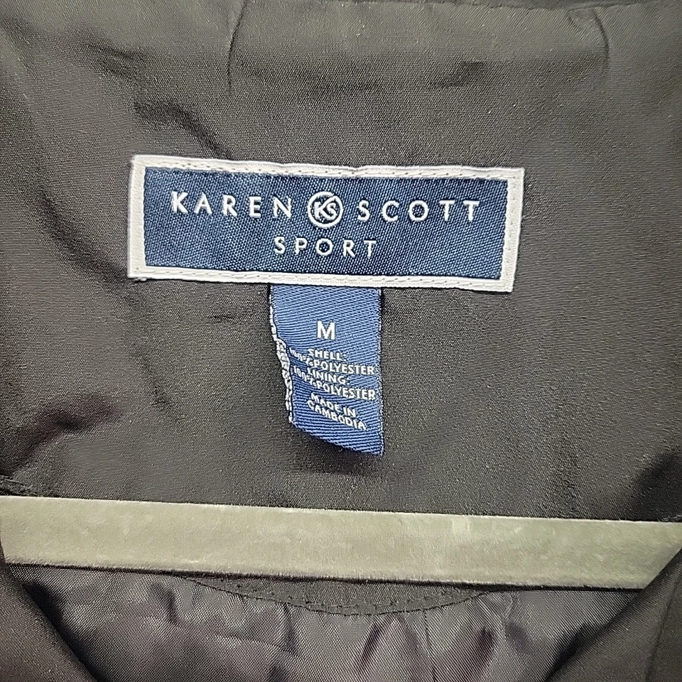 Chaqueta cortavientos deportiva Karen Scott negra para mujer mediana Foto 2 de 4