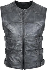 ARD CHAMPS™ Genuine Leather Motorcycle Vest – Side Strap Biker Riding Vest