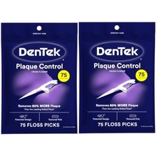 2 Pack DenTek Cross Flosser Floss Picks, X-Shaped Floss Hugs Teeth, 75 Count