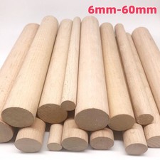 Tacos de madera dura de 6-60 mm de diámetro madera de haya biselado acanalado pasador madera 200 mm de largo