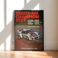 Porsche 934 Trans-am Champion 1977 Vintage Racing Poster Wall Art Decor Canvas