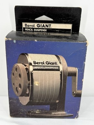 Vtg Berol Giant Apsco Manual 6-Hole Pencil Sharpener Wall/Desk Mount AP806