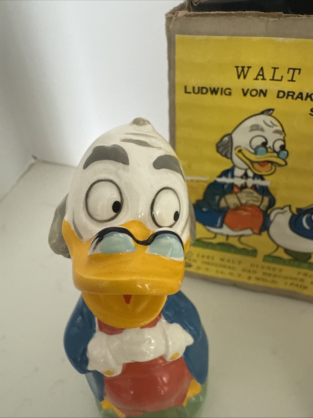 Vintage Walt Disney Donald Duck & Ludwig Von Drake Salt & Pepper Shakers W/ Box