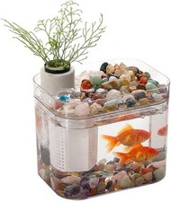 Mini Tisch Aquarium + Deckel,Garnelen Aquarium,Kleines Ökologisches Fischbecken