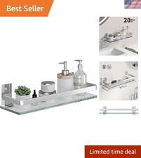 Clear Tempered Glass Wall Shelf, Wall-Mounted Organizer for Bathroom, Kitchen...