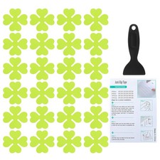 24 Pcs Four-leaf Bathtub Non Slip Stickers 3.15x3.15 Inch, Light Green