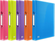Oxford A4 Ring Binders, 5 Flexible 2-Ring Folders, 40Mm, Assorted Colours