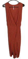 Free People Women’s Burnt Orange Boho Maxi Tank Dress Faux Wrap Size S/P