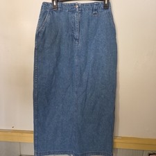 Vintage Y2k Christopher Banks Pencil Jean Skirt Womens 6 Blue Denim Slit Zip