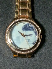 Elvis Presley Graceland Portrait Watch Goldtone Band - New Battery