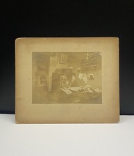 Photograph of a Gentleman Daughter at His Office Large Cabinet Card Photo