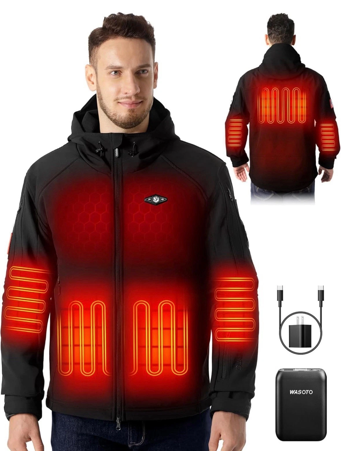Electric Heated Men’s Jacket With 18400mAh Battery Pack XXL