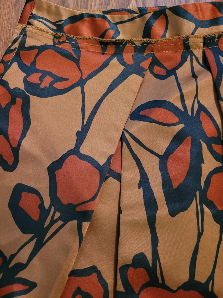 Falda Midi SimplyVera Vera Wang Bronce Naranja Acentos Florales Y Cremallera Talla 2 Foto 2 de 4