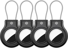 AirTag Holder Waterproof 4 Pack Keychain Secure Lock Black