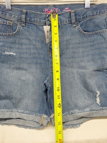 New Children's Place Girls Distressed Long Denim Shorts Size XL / 14 - Picture 4 of 9