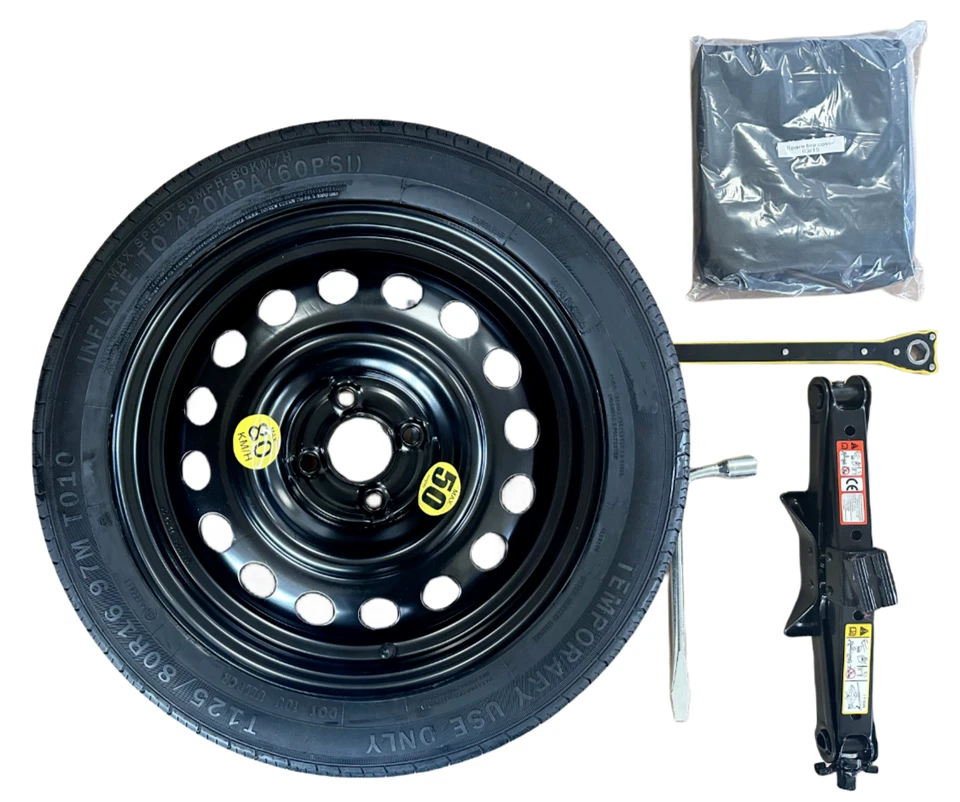 NETVANS Kit Roue de Secours (galette)16" pour Renault Clio avec Cric Cle et Sac