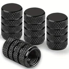 Pack of 4 Schrader Car Bike BMX Motorcycle Alloy Tyre Valve Dust Caps - Black
