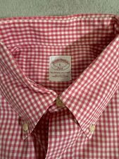 Men's Brooks Brothers 346 button down shirt Large Pink Check