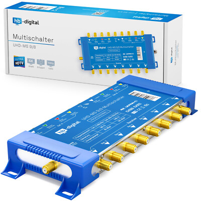 SAT Multischalter 9/8 bis 8 Teilnehmer Verteiler Multiswitch UHD 2-Satellit TV
