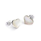 Heart Stud Earrings Studs Hearts Sterling Silver & Mother of Pearl