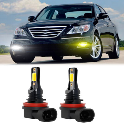 For 09-2014 Hyundai Genesis 2X LED Fog Light Bulbs Kit Yellow White 6000K 3500K