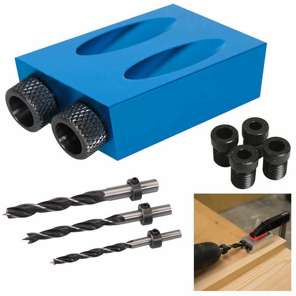 Pocket Hole Screw Jig 15 Degrees Dowel Drill Joinery Kit Carpenters Wood Woodwor