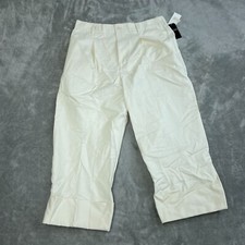 Lauren Ralph Lauren Womens White Cotton Blend Pleated Pants Size 16 NWT 0891