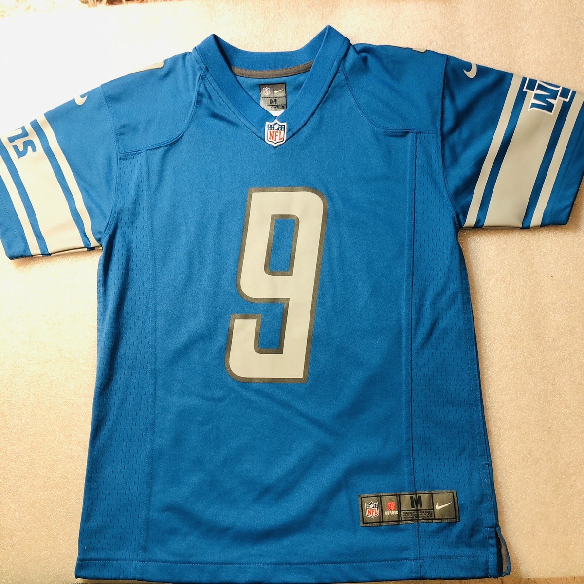 NFL Nike Youth Sz M Matthew Stafford Detroit Lions #9 Blue NFL