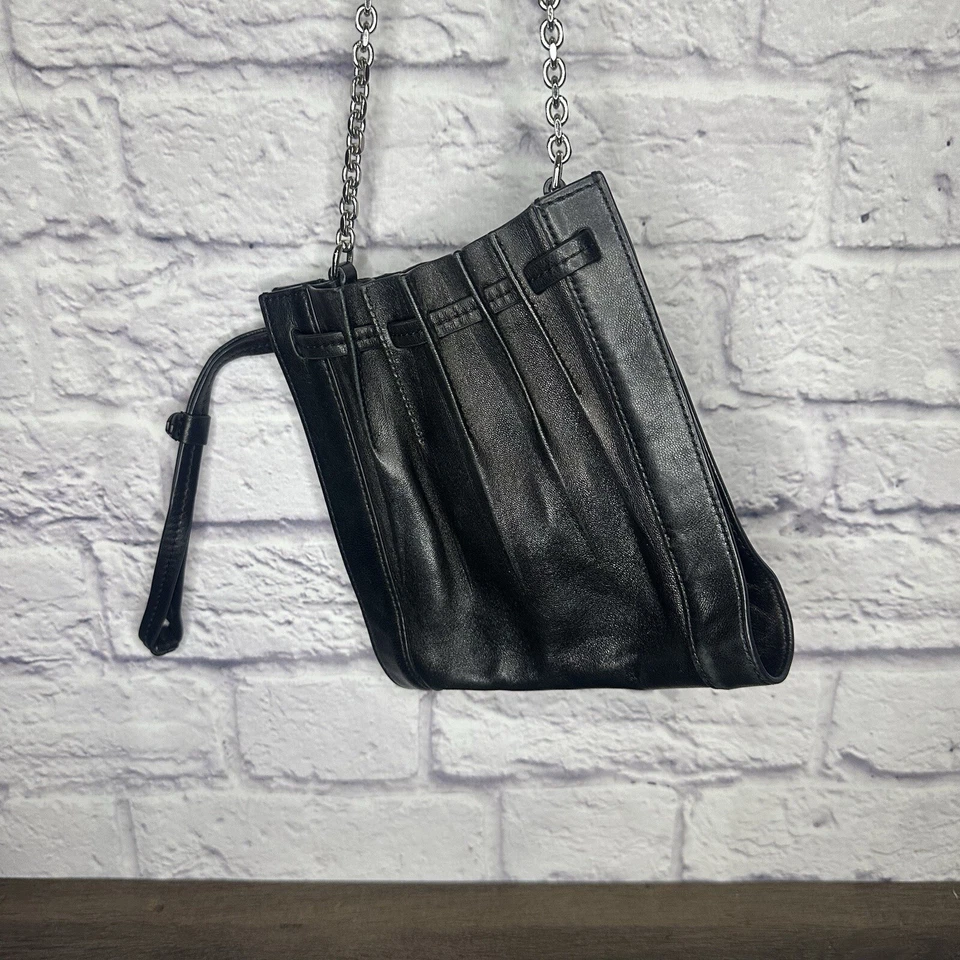 Bolso de Mano 3.1 Phillip Lim Florence Cuero Negro Plisado con Cordón Foto 2 de 4