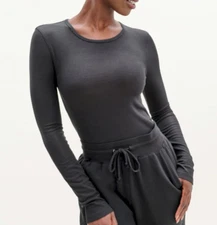 Splendid Womens Light Jersey Long Sleeve Crew Neck Tee Gray Size XL $58 NWT