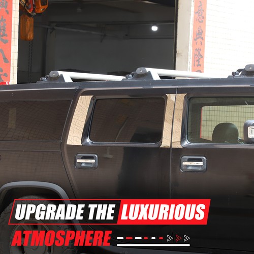 Silver Steel Car Window Center Pillar Cover Trims 8PCS For Hummer H2 2003-2009 - Foto 18 di 21