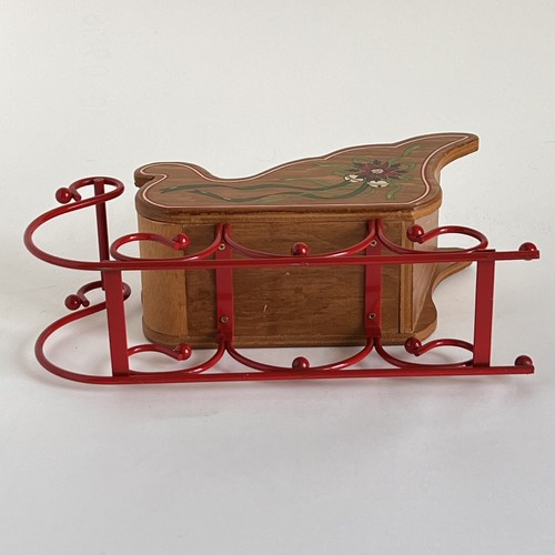 Vintage Wooden Santa Sleigh Metal Runners Ensco 1987 Cottagecore Cabin - Picture 10 of 12