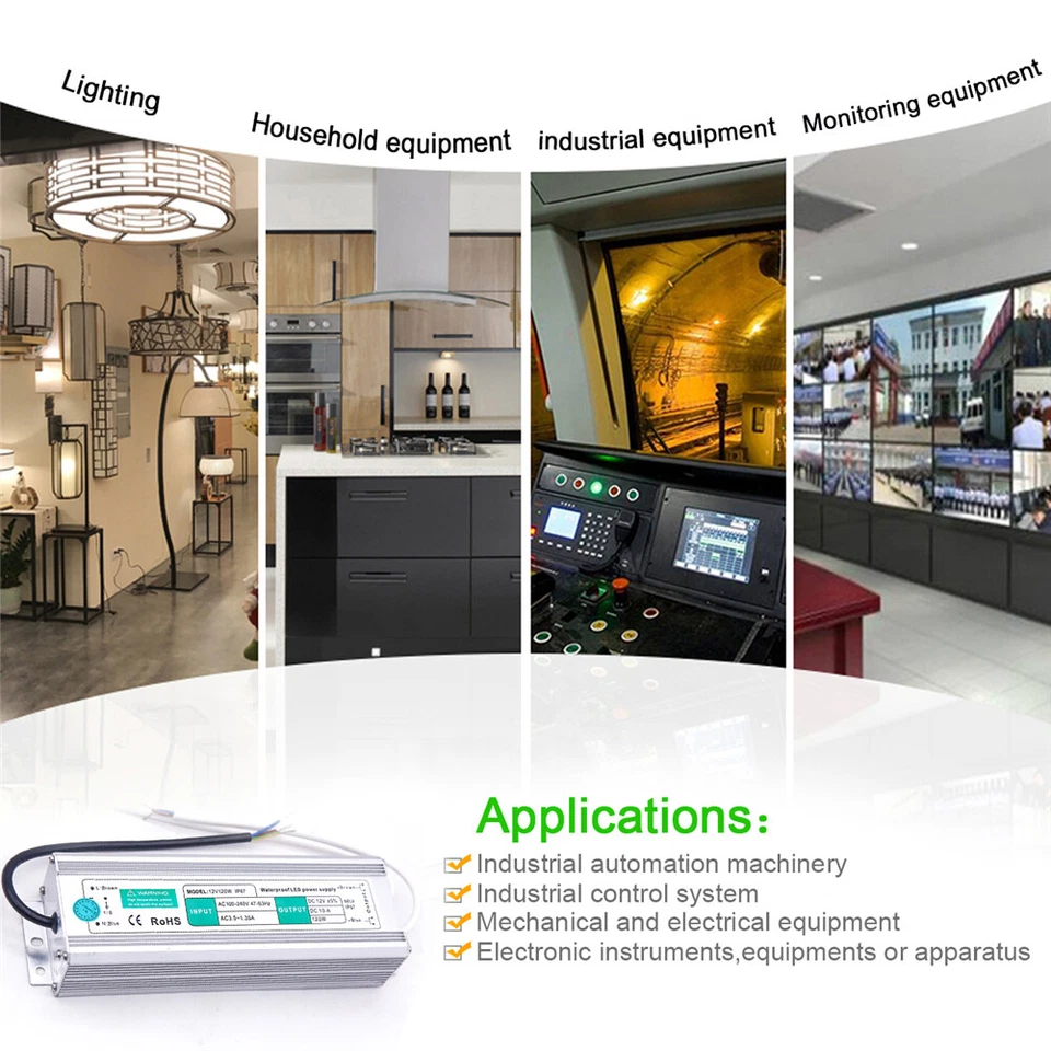 Outdoor Waterproof Transformer Power Supply Adapter LED Light Driver DC 12V 24V - Image 4 of 4
