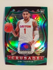 2020 Panini Prizm Draft Picks Obi Toppin RC Crusade Green Prizm Knicks #87 
