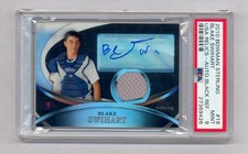 BLAKE SWIHART 2010 BOWMAN STERLING BLACK REFRACTOR AUTO JERSEY #1/25 PSA 9 MINT 