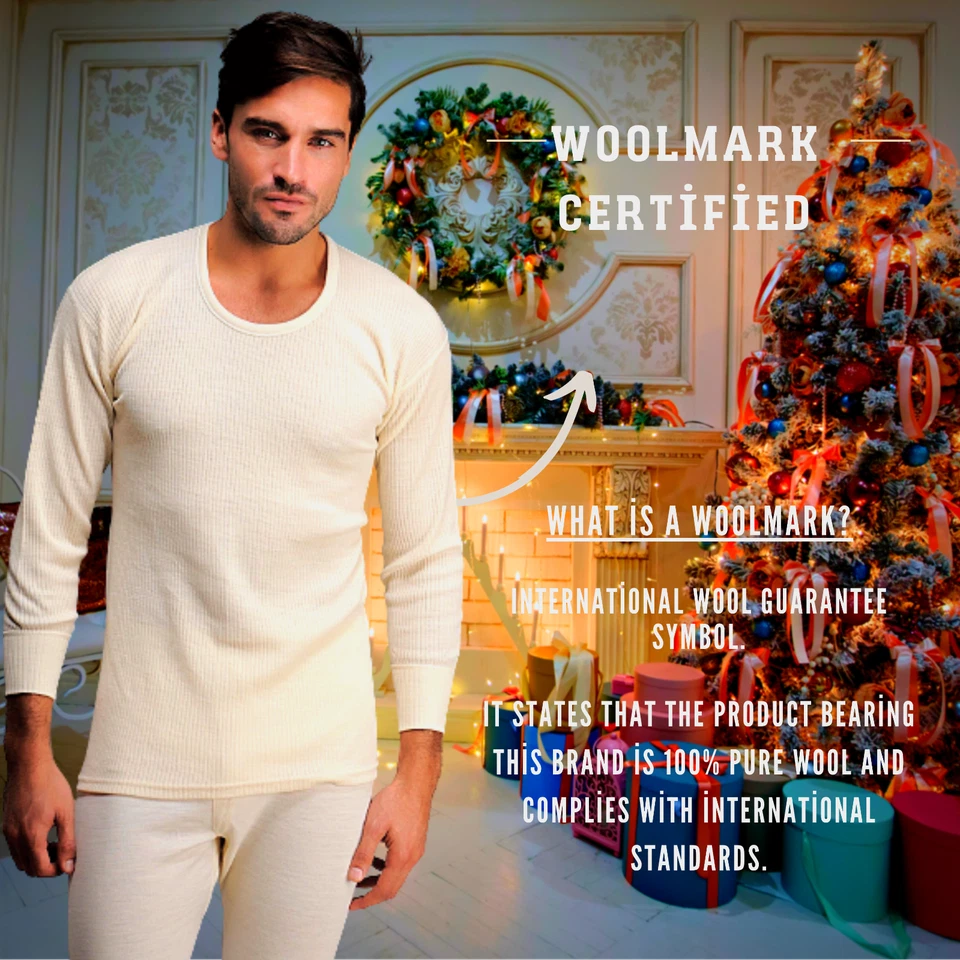 Top cálido de manga larga para hombre - 100 % lana merino - ropa interior térmica capa base Foto 3 de 4