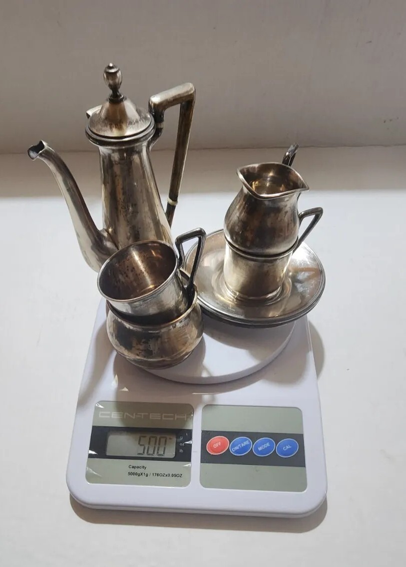 Vtg art deco style Vincenz Carl Dub Austrian .800 Silver Tea Set