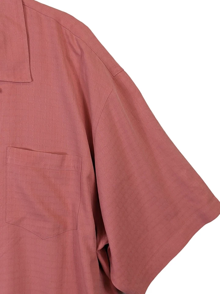 Montego Mon Men size XXL 100% Silk Button Up Peach Hawaiian Cruise Tiki Shirt - Image 3 of 4