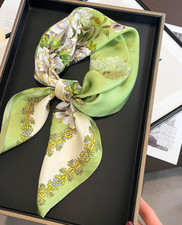 100 Silk Mulberry Scarf 70X70cm Women Square Bandana Wrap Peony Flower new