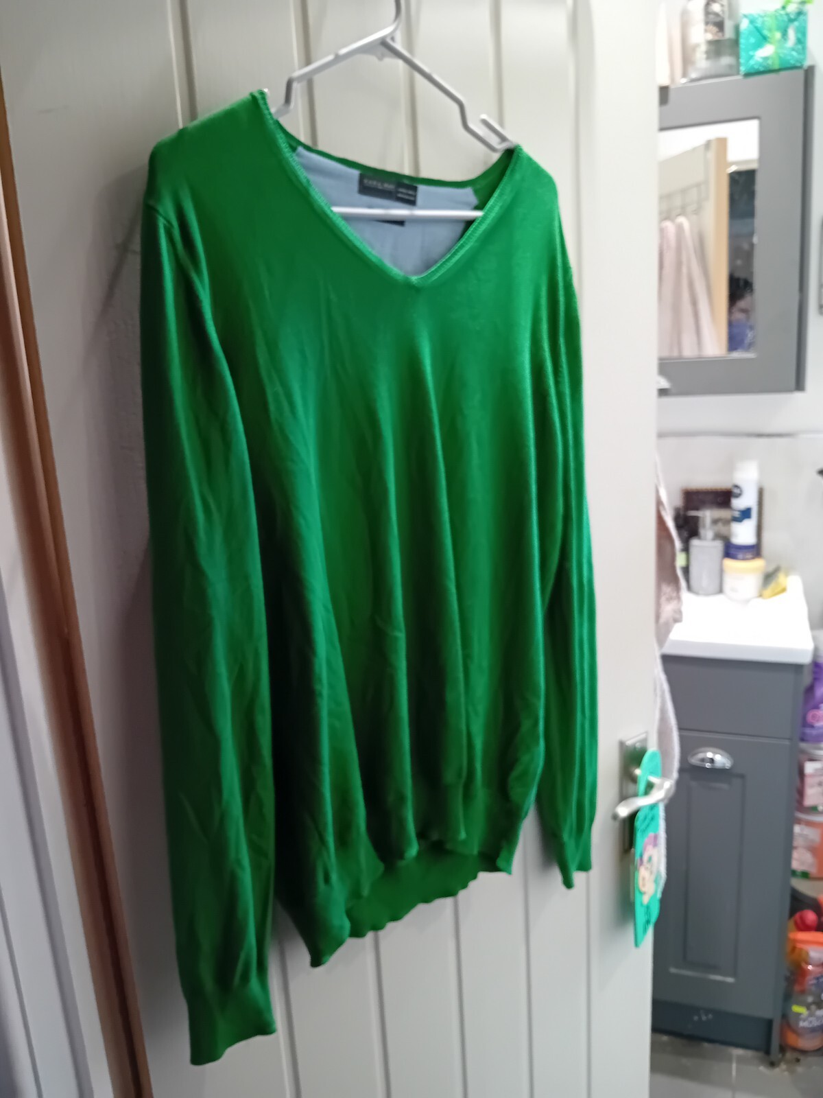 Zara Man Basic Collection Green V Neck Pullover, … - image 12