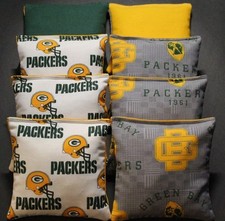 CORNHOLE BEAN BAGS made w GREEN BAY PACKERS Fabric Logo Bags NEW 