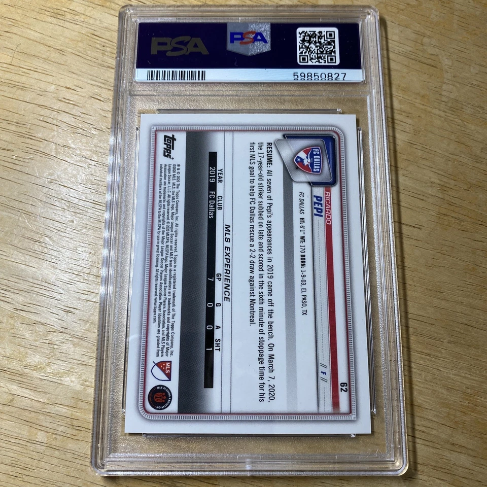 PSA 9 2020 Topps on Demand Bowman MLS Ricardo Pepi #62 Blue /150 FC Dallas RC - Image 2 of 2